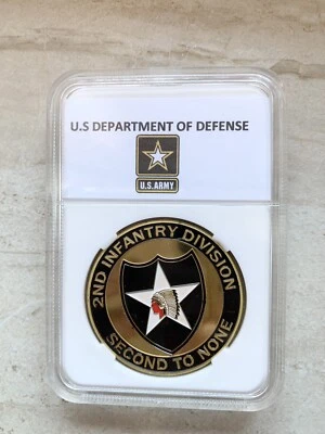 Army 2nd Infantry Division Challenge Coin 2nd To None, With Case Fast Shipping - Image 1 of 2