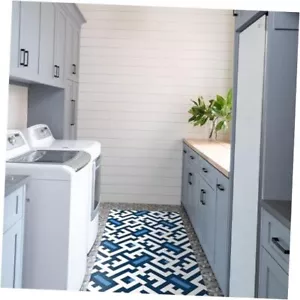 Runner Rug for Kitchen Living Room Hallway Entryway Hall 2'x6' Blue and White - Picture 1 of 8