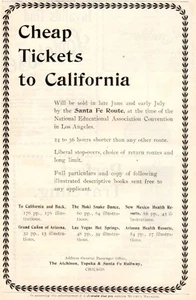 Vintage ad Print 1899 Cheap Tickets to California Santa Fe Route train Lake Shor - Picture 1 of 4