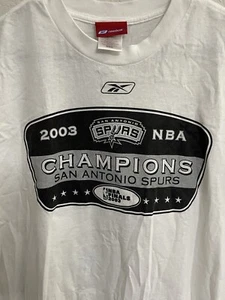 San Antonio Spurs NBA Champions 2003 Finals weißes T-Shirt Herren Medium Vintage - Bild 1 von 4