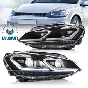 Coppia Fari Anteriori Vland Led per Vw Golf 7 VII MK7 2013-2016 Certificazione Elettrica - Foto 1 di 13
