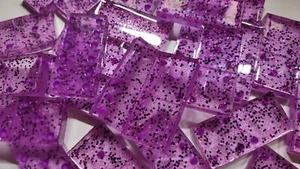 Glow in the Dark Double Six Dominoes - Purple & Black glitter, Purple pips - Picture 1 of 4
