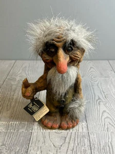 Large Troll with Walking Stick Handmade by Nyform Overalls Bald Grey Hair - Picture 1 of 7