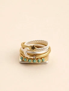 LUCKY BRAND Set of 7 Gold & Silver Tone Stackable Ring Bands Multi Size NWT - Picture 1 of 3