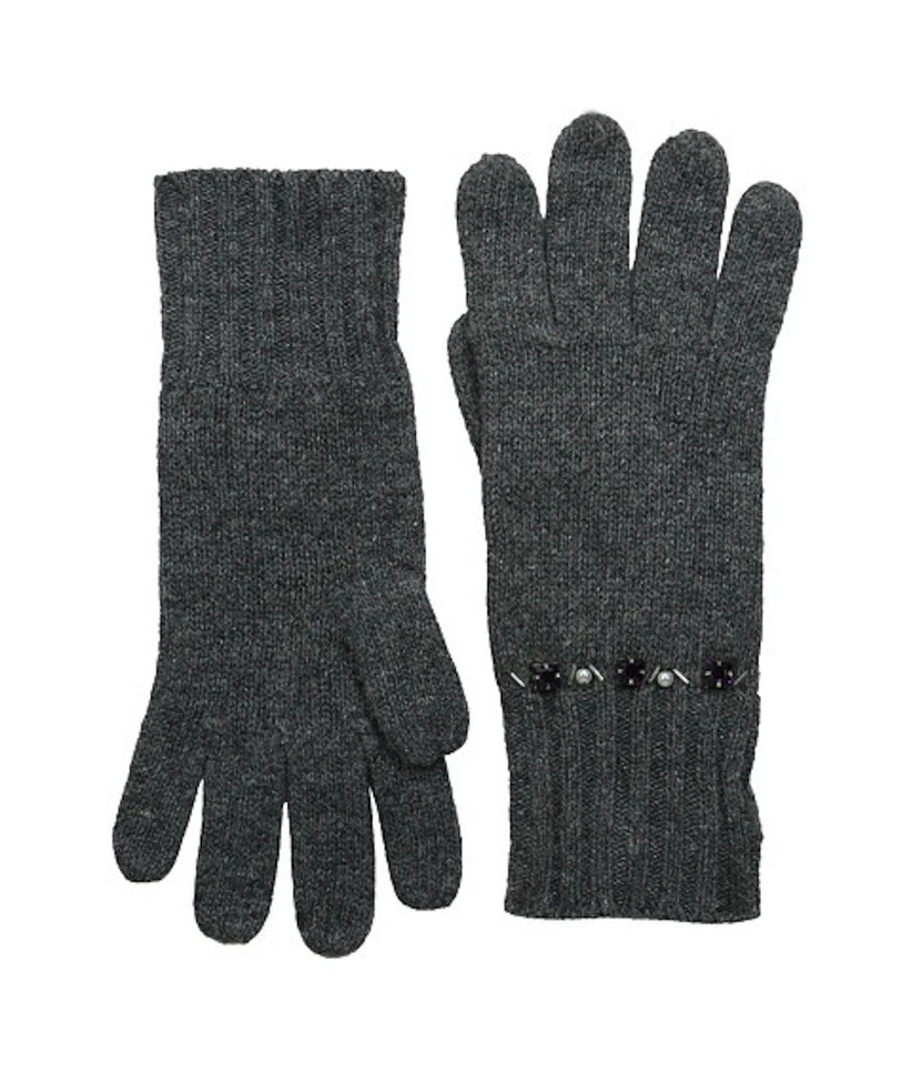 RALPH LAUREN NEW WOMEN WOOL BLEND JEWELED GLOVES GREY ONE SIZE NIP (16) - Image 1 of 1