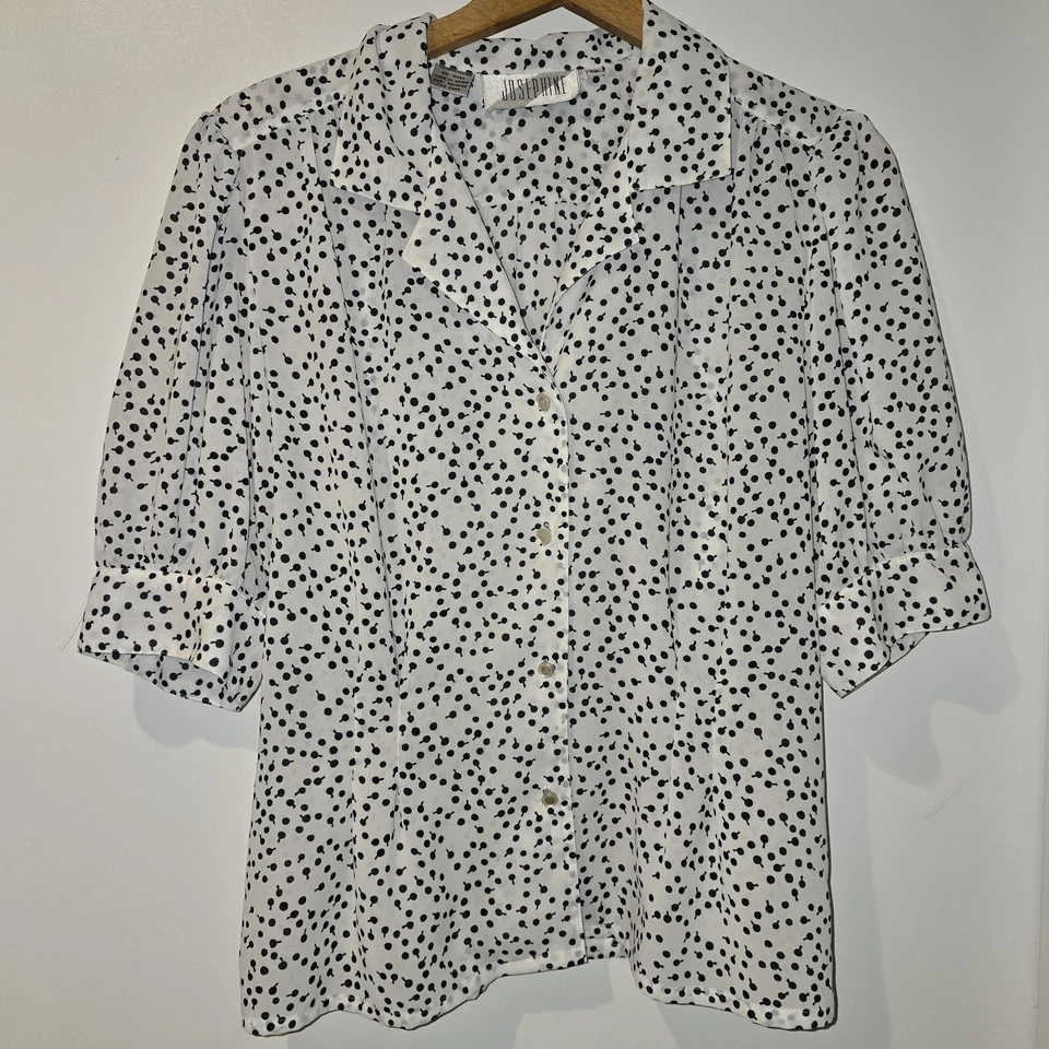 Blusa Josephine Elegante Lunares Botón Manga Larga Única Talla 12 Foto 1 de 3