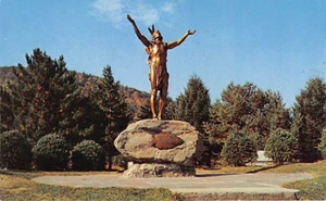 Postal MA: Estatua india 'Hail to the Sunrise' Charlemont, Massachusetts - Imagen 1 de 2
