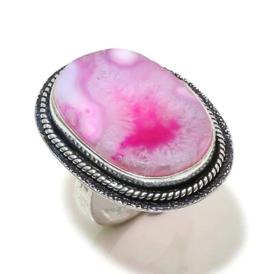 Anillo de joyería enchapado en plata 925 con piedras preciosas hechas a mano talla 8 de EE. UU. Foto 1 de 4