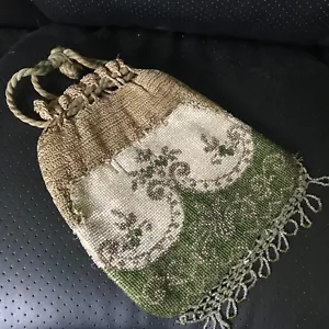 Hermosa Cartera Antigua con Cordón con Cuentas - BEx K - Imagen 1 de 3