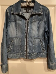 Banana Republic Womens Sz M Denim  Blue Jean Zip Up Jacket - Picture 1 of 10