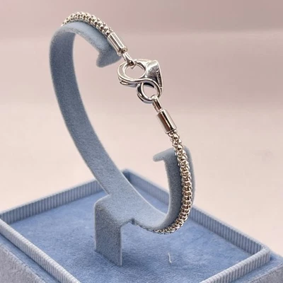 Pandora Mujer Momentos Tachonado Corazón Cierre Plata Esterlina Cadena Pulsera 7.5 Foto 1 de 4