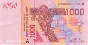 West African States (Ivory Coast) 1000 Francs 2003 Specimen AUUNC - Picture 1 of 2