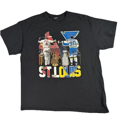 Yadier Molina Ryan O'Reilly St. Louis Blues Cardinals T Shirt sz L LARGE Black - Image 1 of 4
