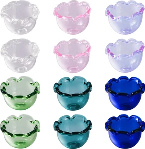 12pz Perline di Fiori e Meduse in Vetro - 6 Colori, Campana a Vento Trasparente e Pesca - Foto 1 di 7