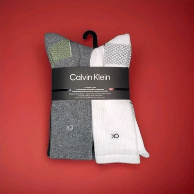 Calvin Klein 5 Pack Mens Size 7-12 Cushion Crew CK Logo Socks Gray Black White  - Image 1 of 4
