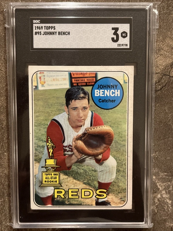 ⚾️🟥Johnny Bench🟥⚾️1969 Topps - #95 - SGC 3 Vintage HOF - All Star Rookie Cup - Image 1 of 4