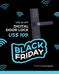 Cerradura digital con manija - Cerradura de puerta con huellas dactilares y acceso numérico - Negra - Imagen 1 de 8