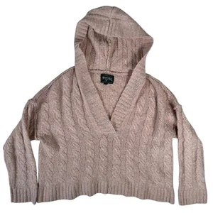AMERICAN EAGLE Pink Long Sleeve Hooded V-Neck Sweater Women's Size Medium - Picture 1 of 24