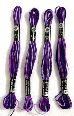 LOOPS & THREADS PURPLE VARIEGATED EMBROIDERY FLOSS THREAD 8.75 YDS 4 SKEINS - Image 1 of 2