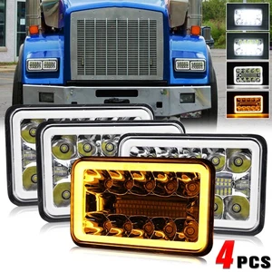 4pc DOT 4x6'' LED Headlights High-Low Beam DRL for Kenworth T800 T400 T600 W900B - Picture 1 of 12