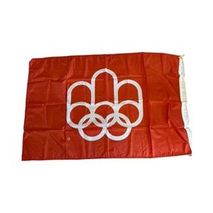 Vtg Rare 1976 Montreal Olympics Official Flag Red & White - Picture 1 of 2