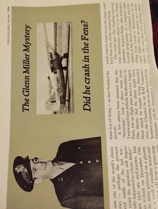 Sk242 Ephemera 1990er Artikel Glenn Miller Did He Crash In The Fens  - Bild 1 von 1