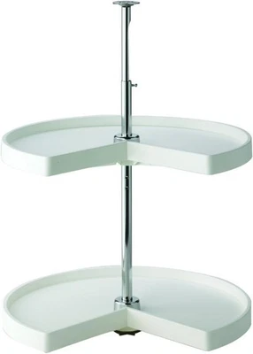 KV Lazy Susan Kidney Shaped 2 Polymer Shelves 24" (Set) White - Image 1 of 4