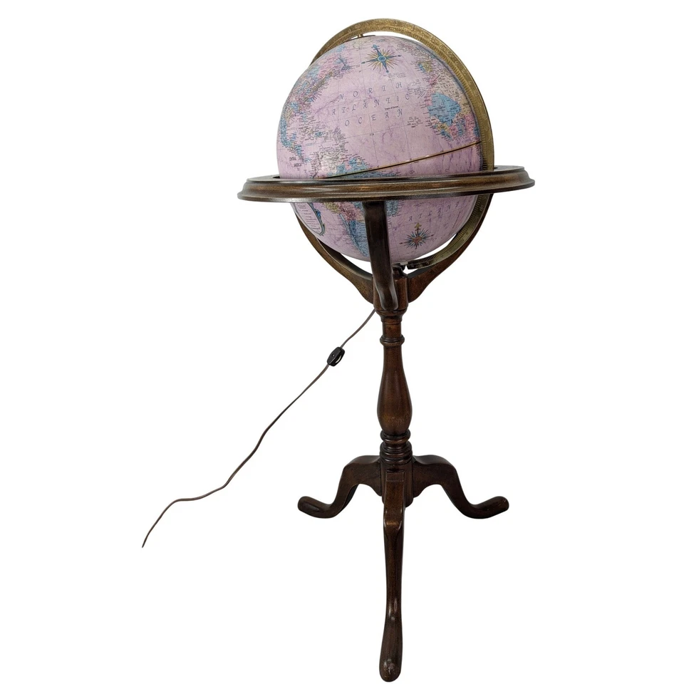Globo iluminado púrpura serie clásica mundial de 12 pulgadas Replogle en soporte funcionando Foto 1 de 4