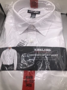 Neu Kirkland Signature Komfort Sport Shirt-weiß Medium M 15-15,5 x 34/35 - Bild 1 von 5