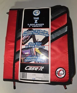 Case-it Zipper Binder 3” 3-Ring File Folder The Z Tab Red NEW! NWT - Picture 1 of 12