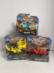 (3X) Monster Jam Dirt Squad Trucks — Rollan, Drilliam & Scoopz Series 10 - Picture 1 of 5