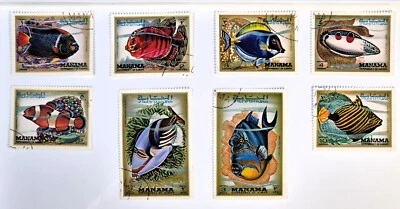 Manama United Arab Emirates - 1971 Tropical Fish Set of 8 Stamps - XF/NH - Image 1 of 3