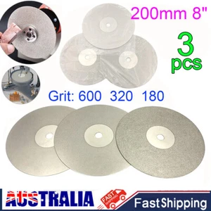 3PCS 8 Inch Diamond Flat Lap wheel Lapidary Grinding Polishing Disc Grit 180-600 - Picture 1 of 10