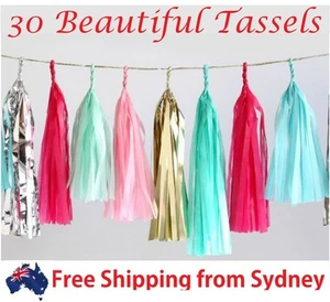 5 Pieces Tissue Paper Tassels Garlands Bunting Party Wedding Decoration pompoms - Picture 1 of 31