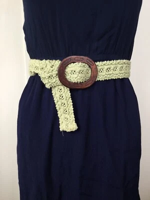 Cinturón Hecho a Mano Beige Crochet Grande Ancho 1.5” Ajustable Bohemio Hippy Años 70’s Foto 1 de 3