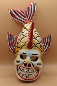 621 MASCARILLA DE MADERA CALAVERA PEZ CALAVERA Decorativa Pescado México Madera Art esp - Imagen 1 de 7