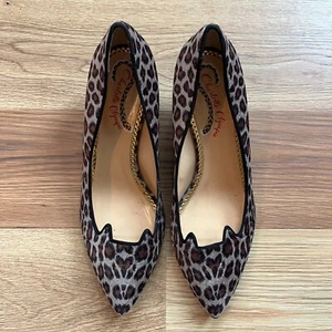 Charlotte Olympia Animal Print Kitten Heels Size EU 39.5 - Picture 1 of 8