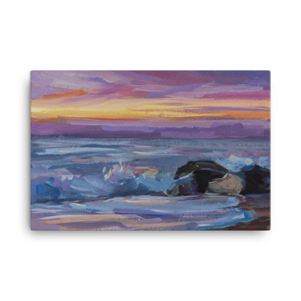 Sunset Ocean Painting Wall Art Hanging Large Framed Canvas Home Decor - Image 1 of 1
