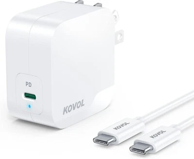 USB C Charger, KOVOL 65W 61W USB C Power Adapter with 6.6ft USB-C Cable - Image 1 of 4