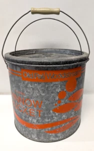 Old Pal Woodstream 24G10 Metal Minnow Fishing Bucket Graphics Vintage Orange  - Picture 1 of 7