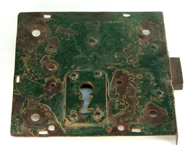 ~ Antique 17th c. Door Lock & Latch Hand Forged Iron Original Paint Large Castle - Image 1 of 4