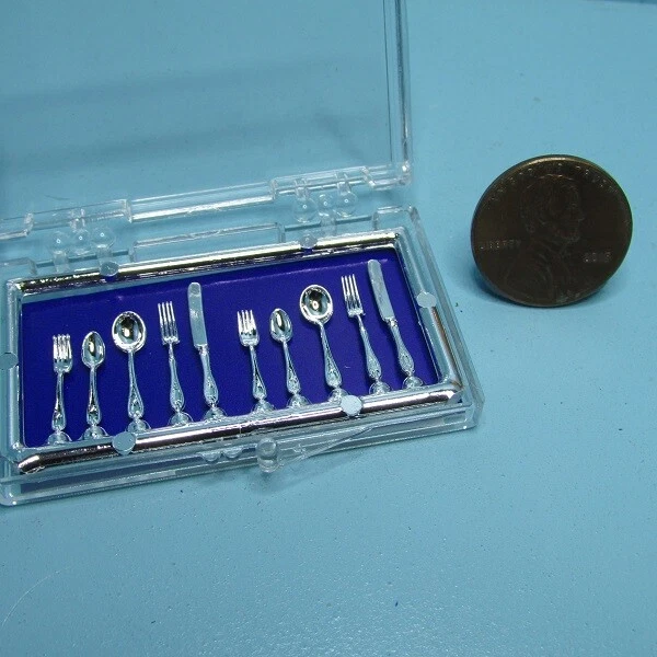 Dollhouse Miniature Chrysnbon Silverware 2 Sets 5 Pieces Each CB130