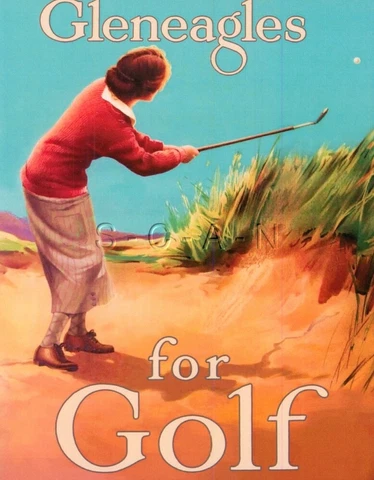 Sports Postcard- Gleneagles For Golf Ad- Edwardian Woman- Golf Club- Sand Trap Cover