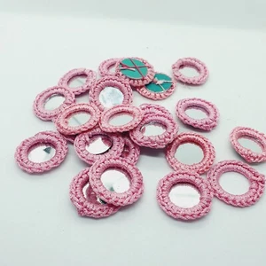 4x Pink gypsy shisha craft mirror ~2.5cm glue Sew on Applique Patch trim - Picture 1 of 1