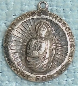 Vintage Sterling Silver SAINT JUDE THADDEUS PRAY FOR US Very Good Cond Free Ship - Picture 1 of 6