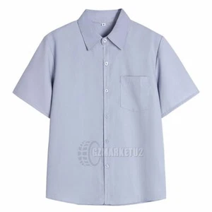 Girls Boys Kids School Uniform Revere Open Collar Short Sleeve Shirt Blouse - Picture 1 of 18