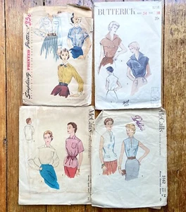 Vintage 1950s Blouse Shirt Top Pattern Lot Advance Simplicity McCall Summer 50s - Picture 1 of 3