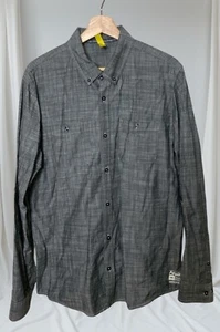 Analog Mens Button Down Shirt Large Gray Design Unlikely Future - Picture 1 of 8