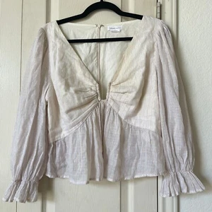 Lovers + Friends Women's Blouse Size XL White Cotton Blend Fairy Core Feminine - Picture 1 of 8