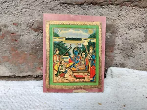 Antique Ram Darbar Hanuman Sita Laxman Star Moon Sun Print Mill Label CB494 - Picture 1 of 5